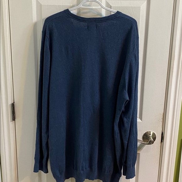 L.L. Bean Blue V Neck Cotton Cashmere Men’s Sweater Size XXXL Tall Winter Office - Picture 5 of 7